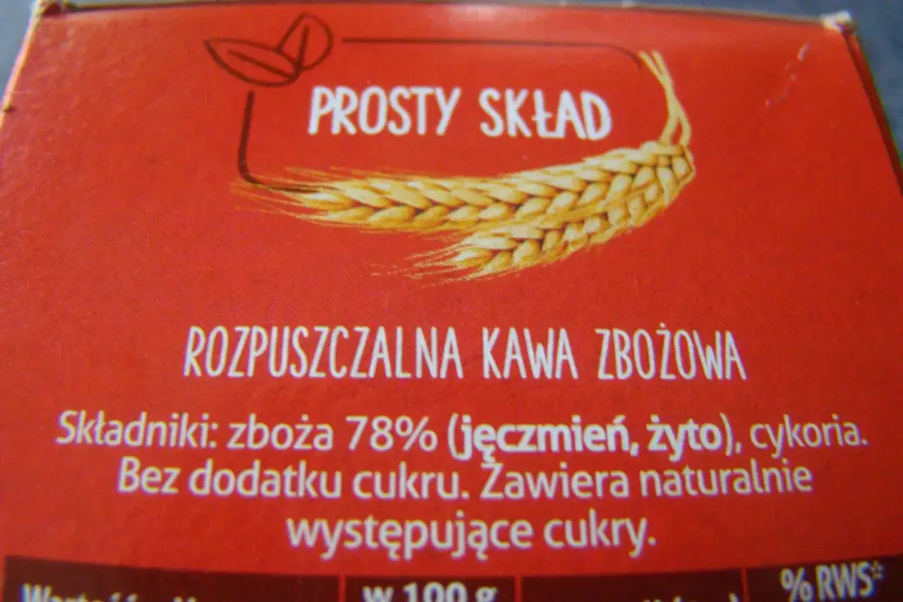 Składniki kawy zbożowej: jęczmień, żyto, cykoria